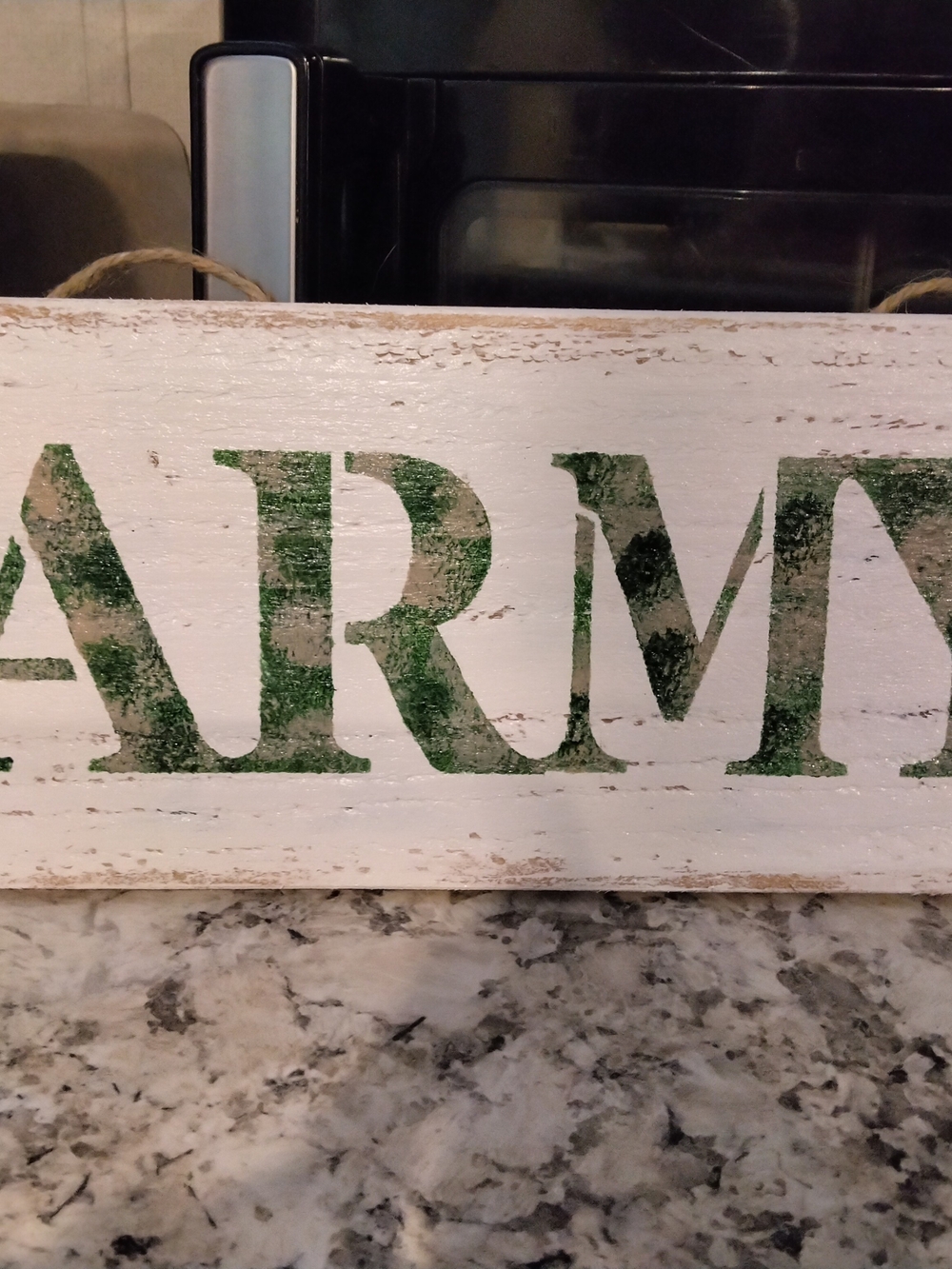 Handmade Rustic Distressed Wood  Sign "ARMY" White/Green Military Decor 12"X5.5"